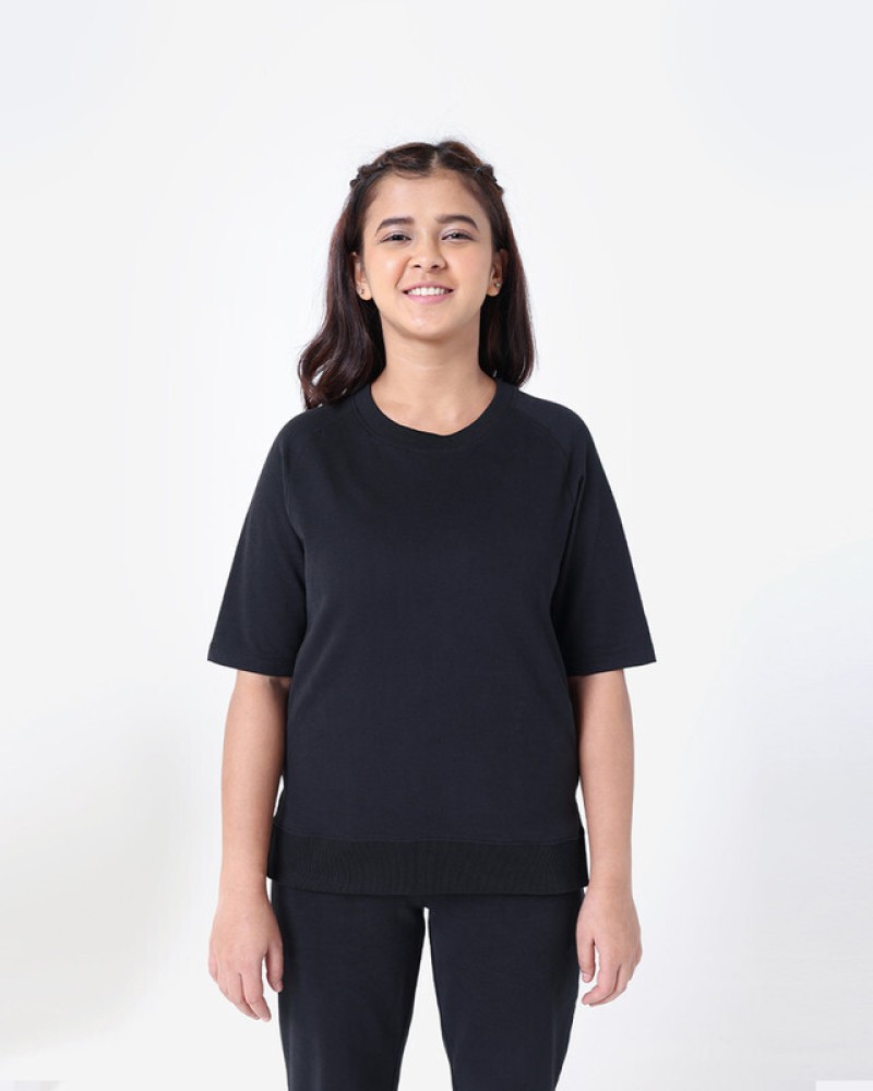 BlissClub Solid Women Round Neck Black T-Shirt - Buy BlissClub Solid Women  Round Neck Black T-Shirt Online at Best Prices in India