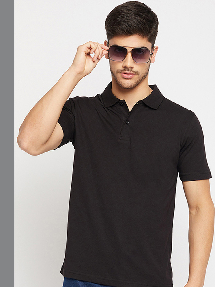 UNIBERRY Solid Men Polo Neck Black T-Shirt - Buy UNIBERRY Solid  