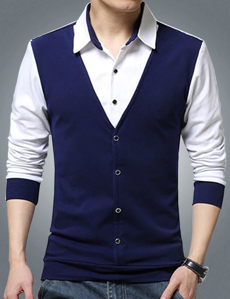 Buy Navy Blue & White Tshirts for Men by EYEBOGLER Online