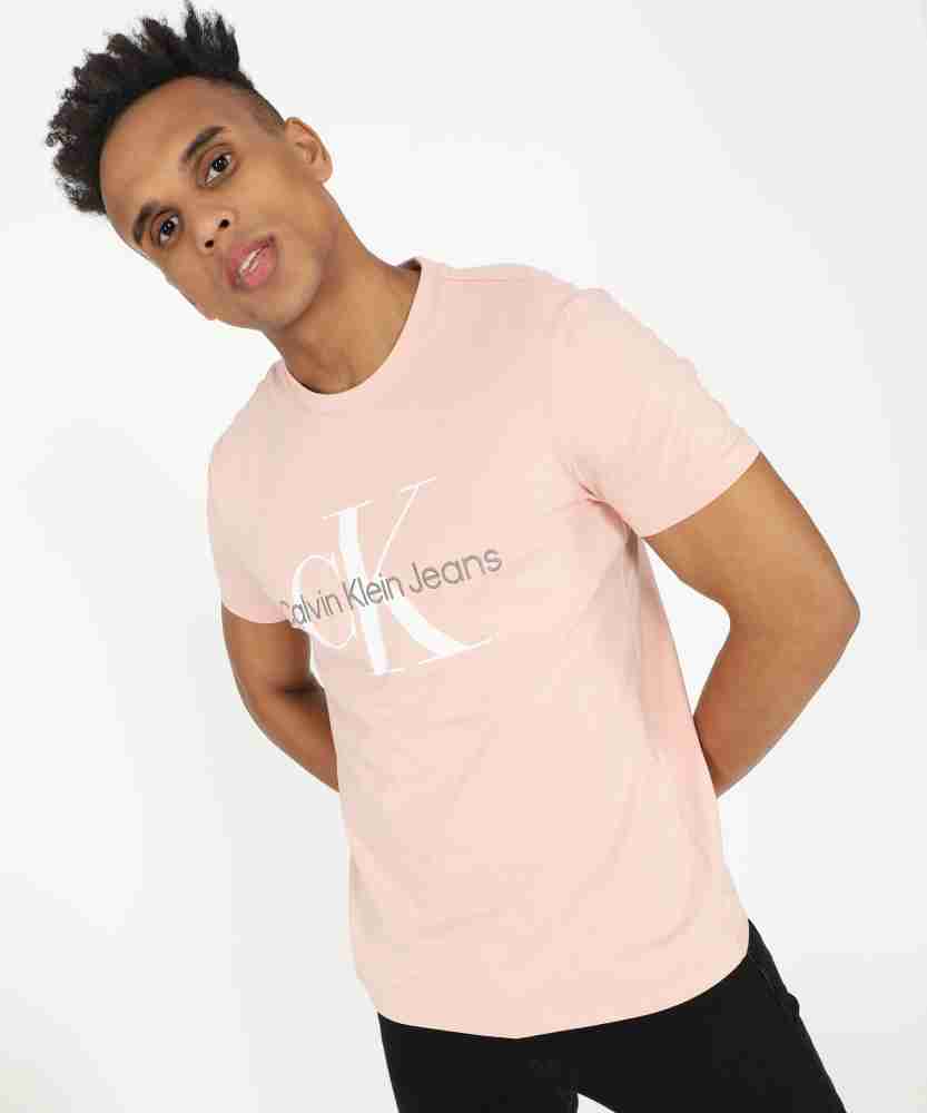 Calvin Klein Jeans Men Pink Printed Round Neck T-shirt