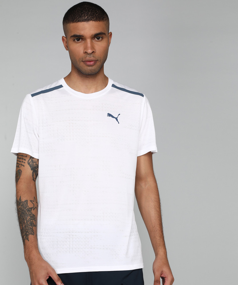 solid men round neck white t shirt