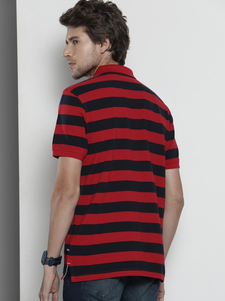 NAUTICA Striped Men Polo Neck Red T-Shirt