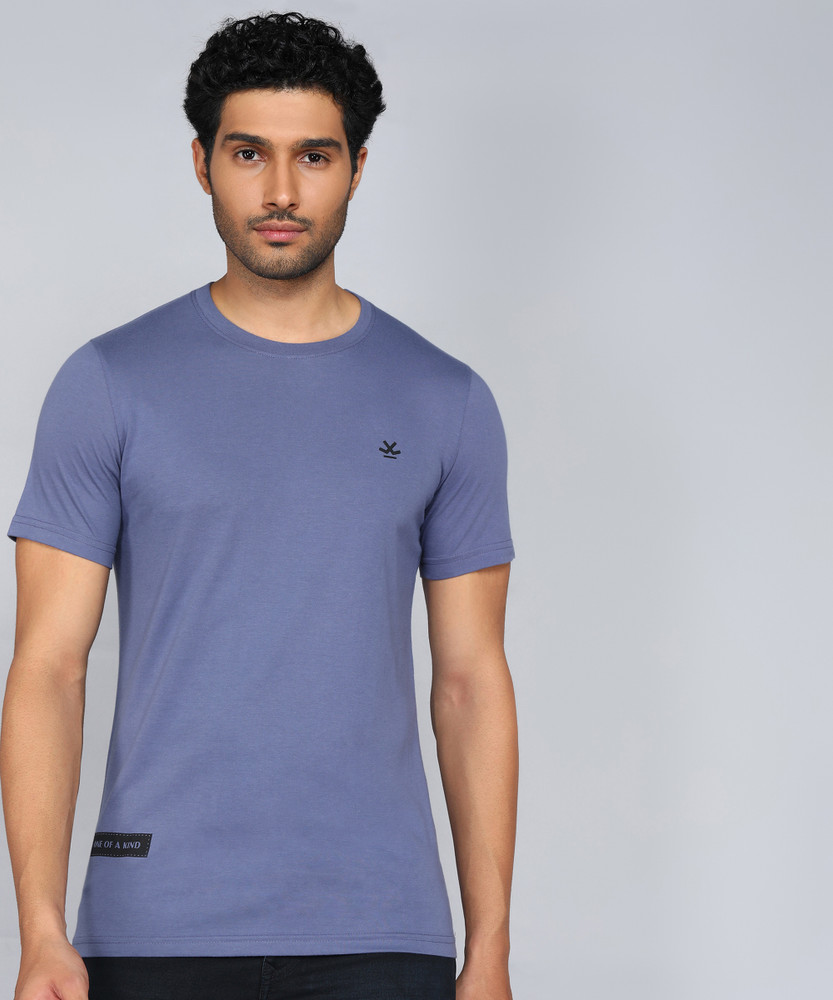 WROGN Solid Men Round Neck Purple T Shirt Buy WROGN Solid Men