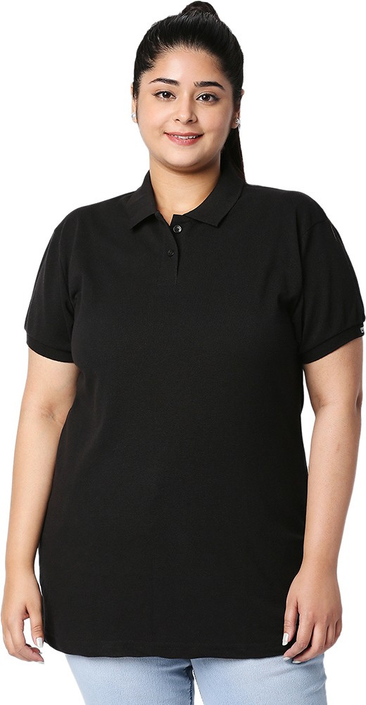 WEAR YOUR OPINION Solid Women Polo Neck Black T Shirt Buy WEAR