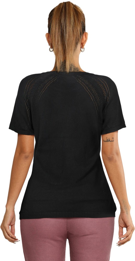BlissClub Solid Women Round Neck Black T-Shirt - Buy BlissClub Solid Women  Round Neck Black T-Shirt Online at Best Prices in India