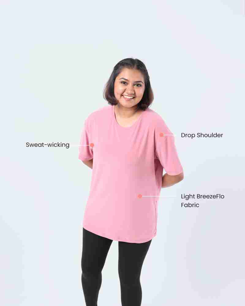 BlissClub Solid Women Round Neck Pink T-Shirt - Buy BlissClub