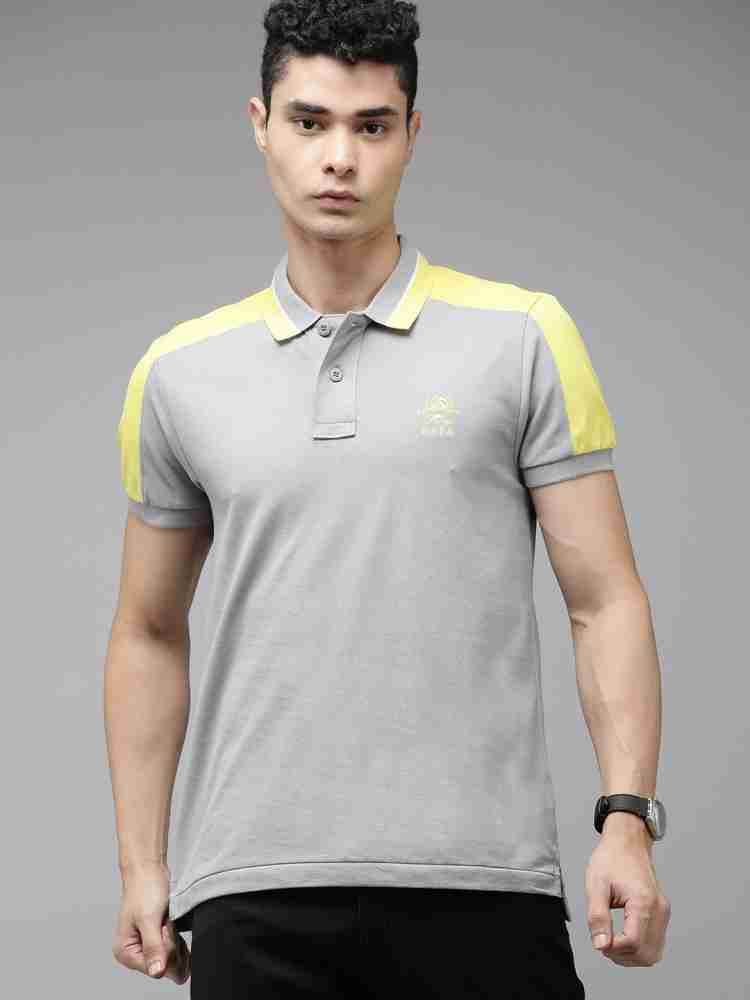 Grey and outlet yellow polo shirt