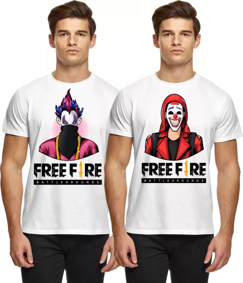 FREE FIRE Printed Men Round Neck White T Shirt Buy FREE FIRE