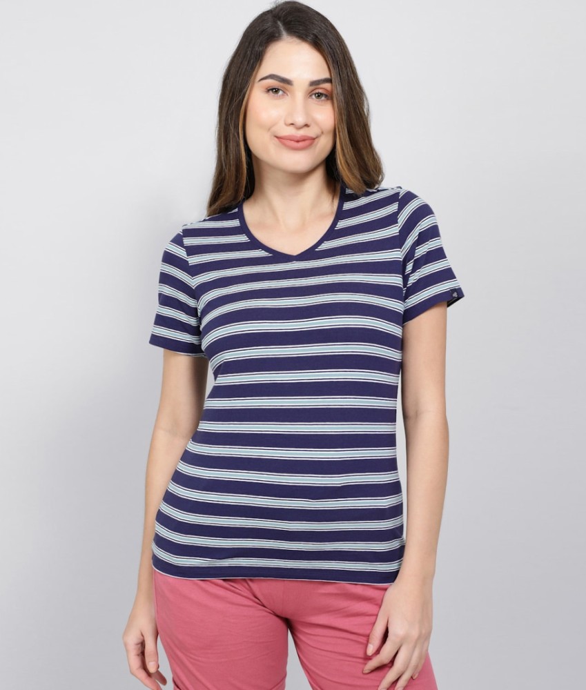 JOCKEY Striped Women Round Neck Blue T Shirt Buy JOCKEY Striped Women Round Neck Blue T Shirt Online at Best Prices in India Flipkart