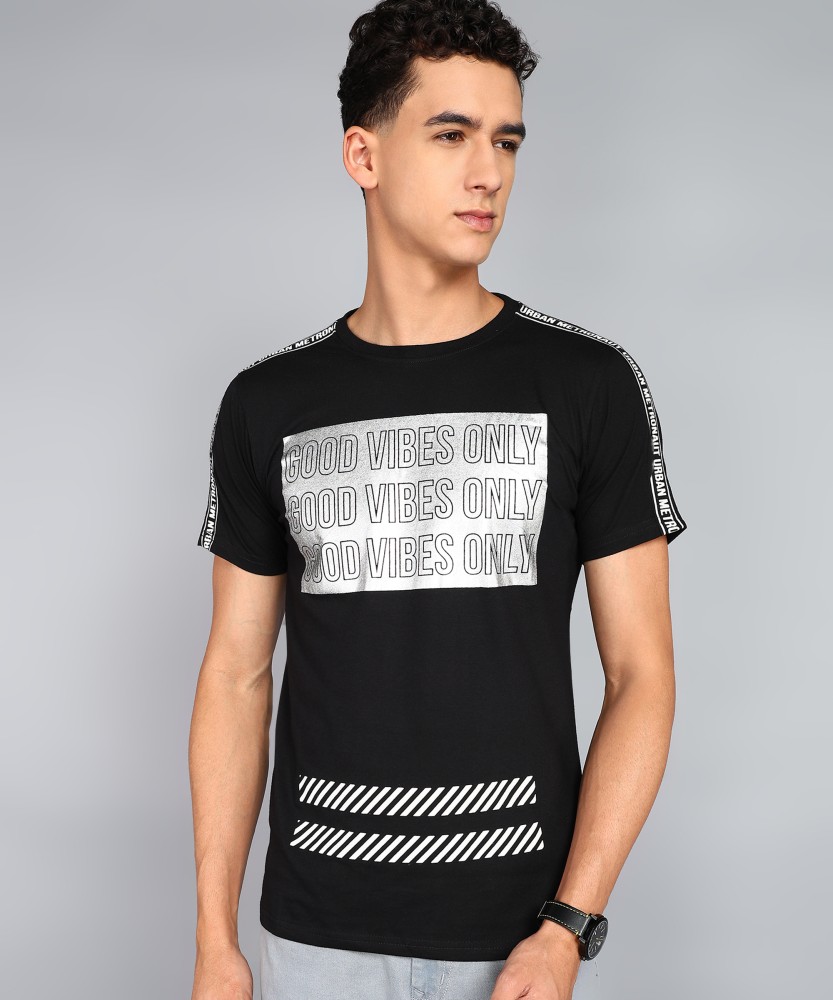 METRONAUT Printed Men Round Neck Black T Shirt