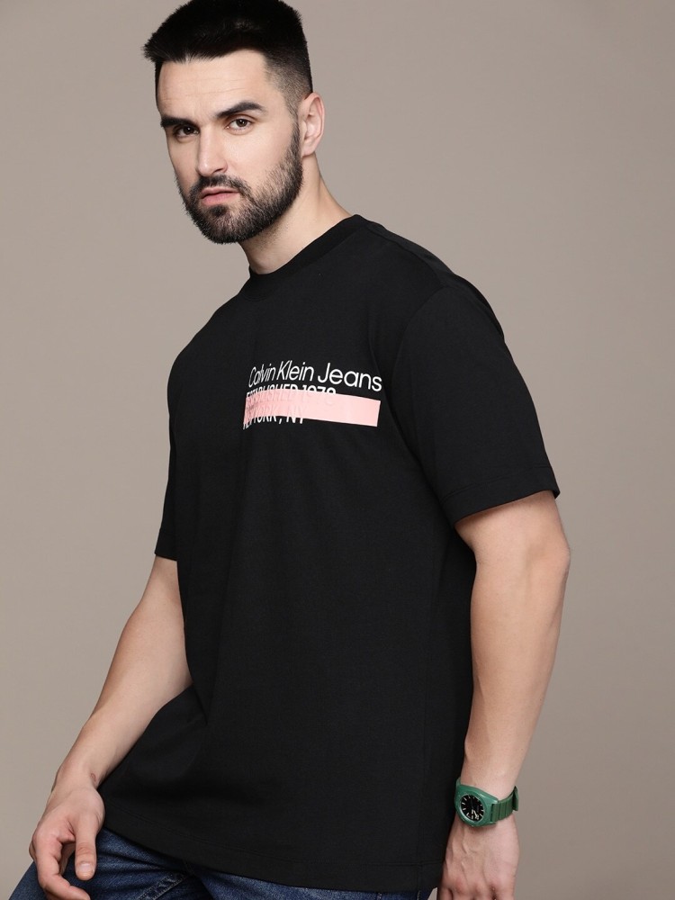 Calvin Klein Jeans Solid Men Crew Neck Black T-Shirt - Buy Calvin