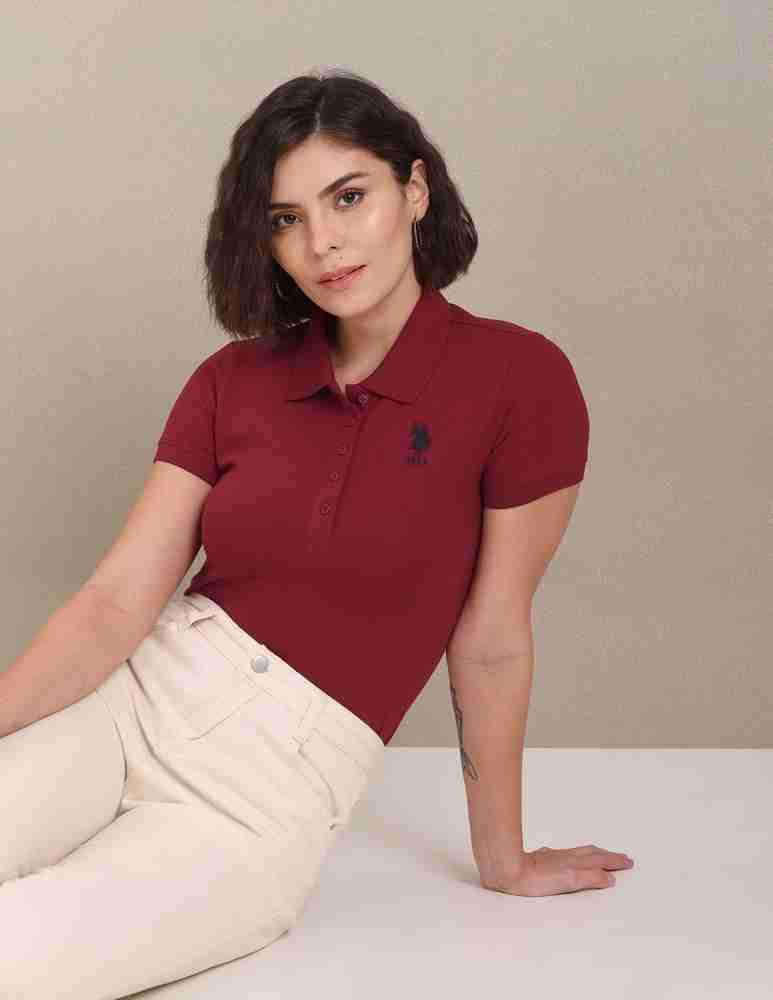 Maroon polo shirt clearance womens