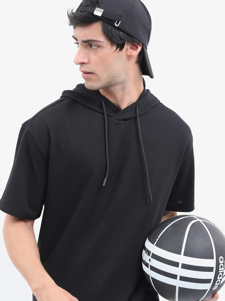 HIGHLANDER Solid Men Hooded Neck Black T-Shirt - Buy HIGHLANDER 