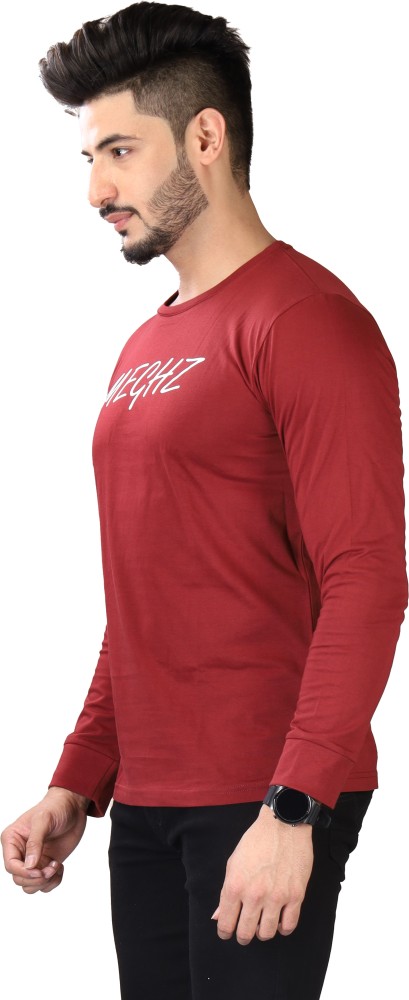 MEGHZ Printed Men Round Neck Maroon T-Shirt - Buy MEGHZ Printed