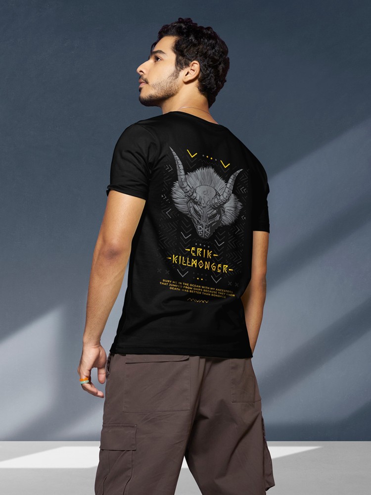 OXGN Based On Real Life Story Graphic Print T-Shirt For Men (Black