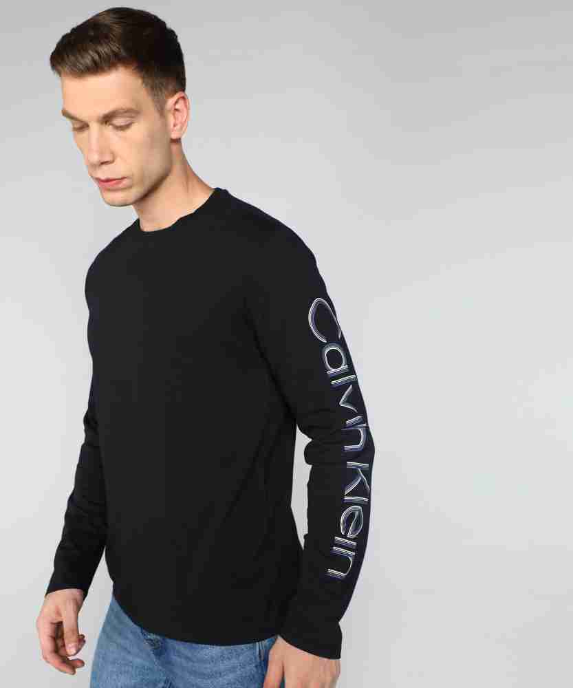 Calvin Klein Jeans Typography Men Round Neck Black T-Shirt - Buy Calvin  Klein Jeans Typography Men Round Neck Black T-Shirt Online at Best Prices  in India