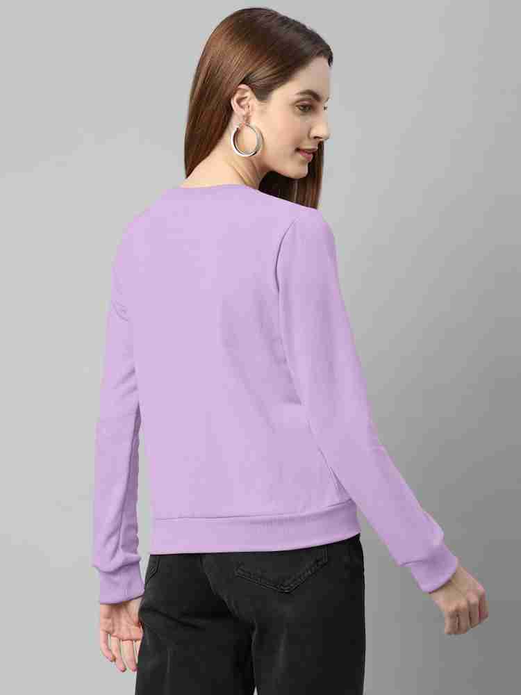 Buy KANHA FASHIONS Women's Fancy Regular Fit Printed Self Design Stylish  Polycotton Western & Casual Wear Lightweight Round Neck Long Sleeve T-Shirt  (Purple) Size :S Online at Best Prices in India 