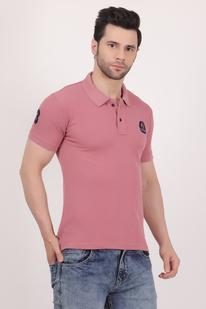 Buy Baby Pink Half Sleeve Plain T-Shirt for Men online in India