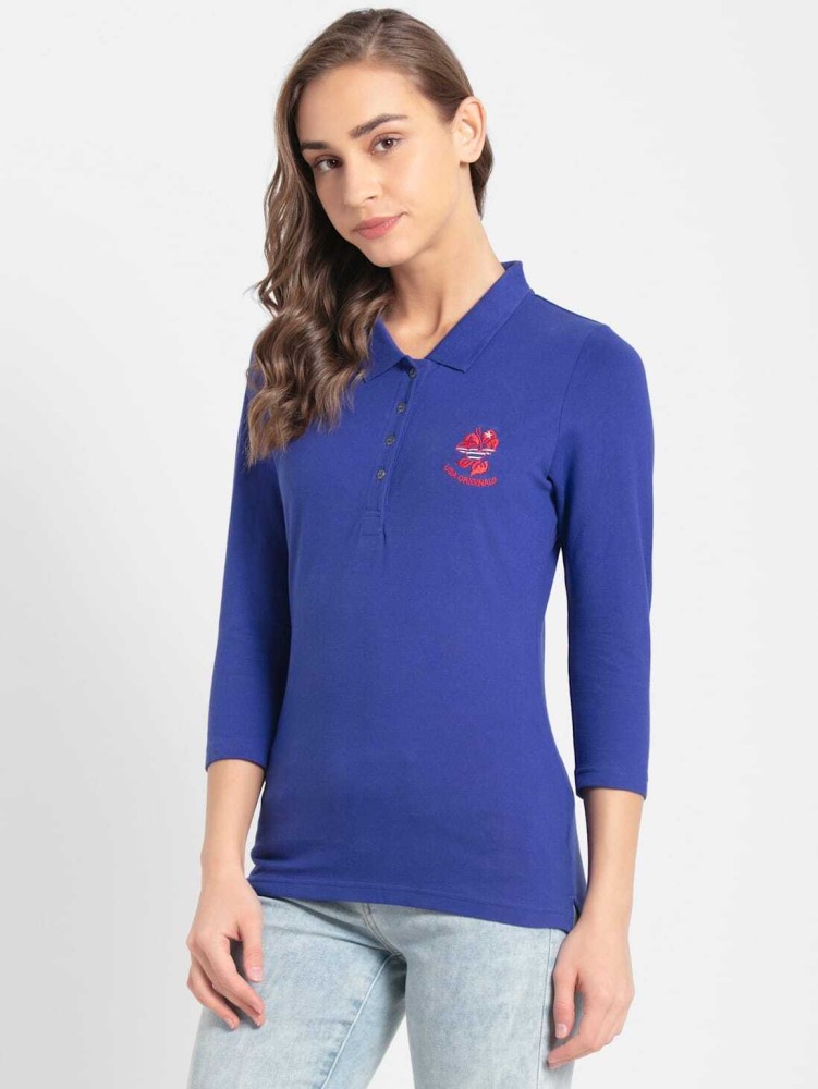 JOCKEY Solid Women Polo Neck Blue T Shirt Buy JOCKEY Solid Women Polo Neck Blue T Shirt Online at Best Prices in India Flipkart