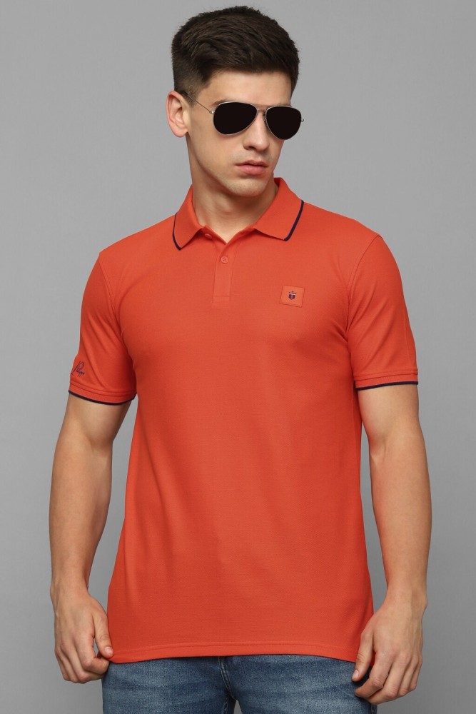 Buy LOUIS PHILIPPE Orange Solid Polyester Regular Mens T-Shirt