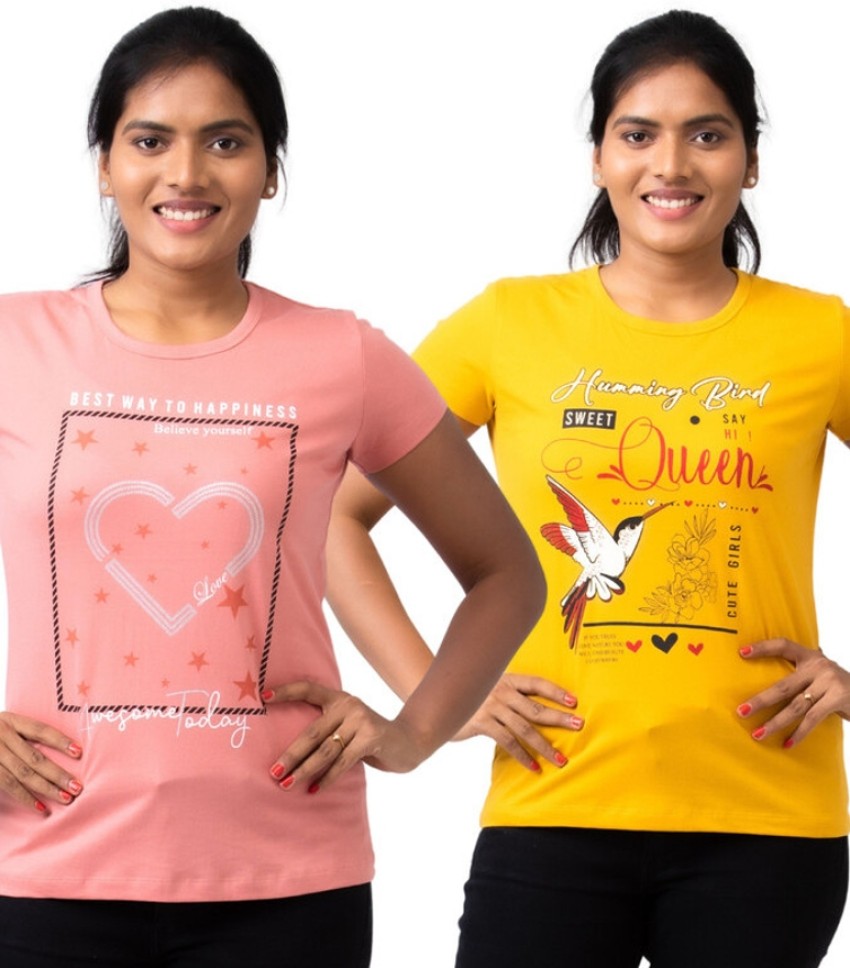 TANZY Printed Women Round Neck Multicolor T Shirt Buy TANZY Printed Women Round Neck Multicolor T Shirt Online at Best Prices in India Flipkart