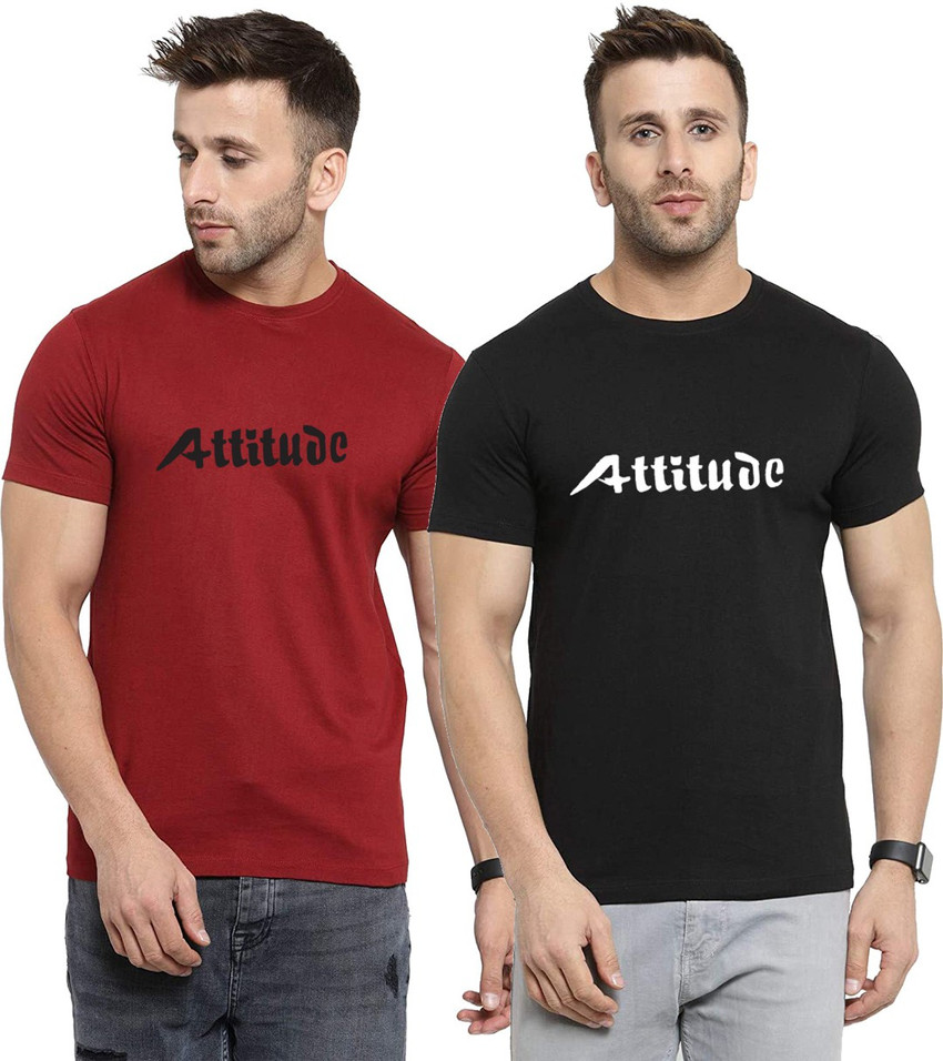 Tik Tok WEARS Printed Men Round Neck Maroon Black T Shirt Buy