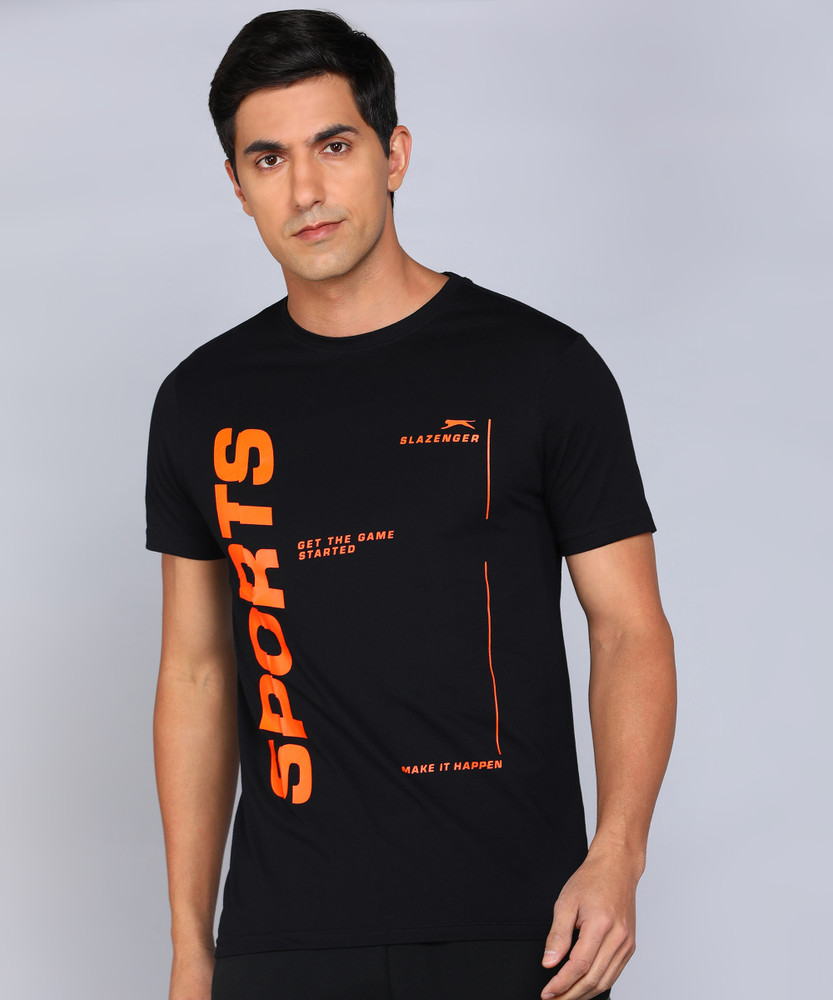 SLAZENGER Printed Men Round Neck Black T Shirt Buy SLAZENGER Printed Men Round Neck Black T Shirt Online at Best Prices in India Flipkart