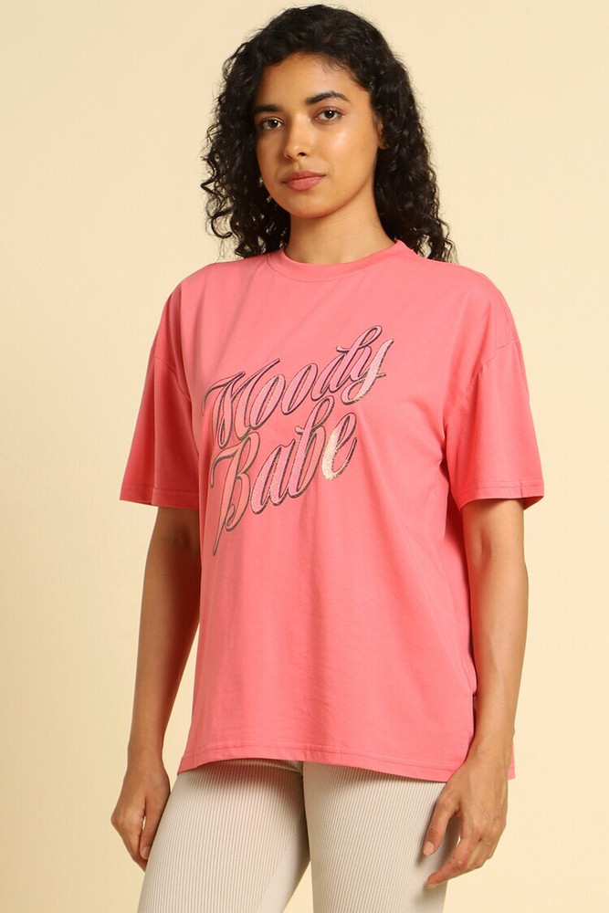 FOREVER 21 Typography Women Round Neck Pink T Shirt Buy FOREVER