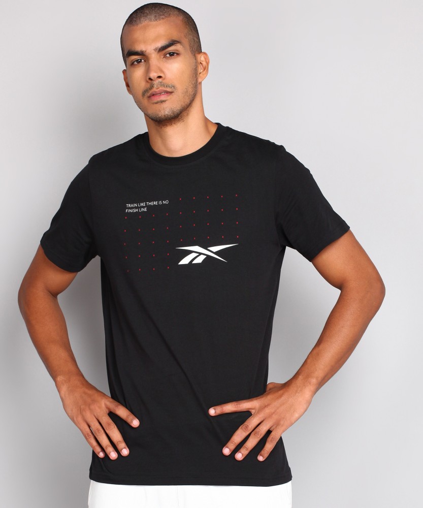 REEBOK Printed Men Round Neck Black T-Shirt - Buy REEBOK Printed Men Round  Neck Black T-Shirt Online at Best Prices in India