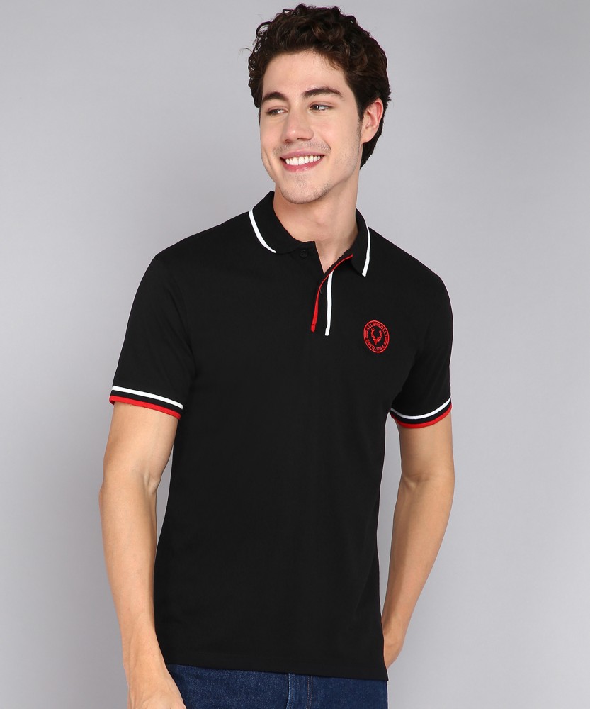 Allen Solly Solid Men Polo Neck Black T-Shirt - Buy Allen Solly Solid Men  Polo Neck Black T-Shirt Online at Best Prices in India