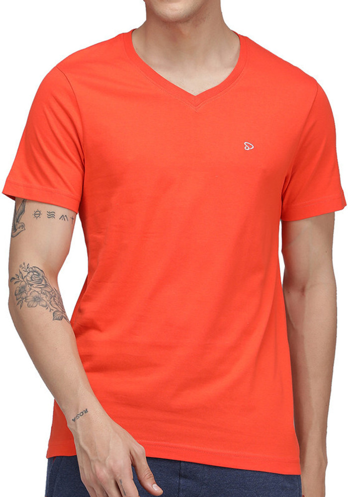 Orange v neck t deals shirt mens