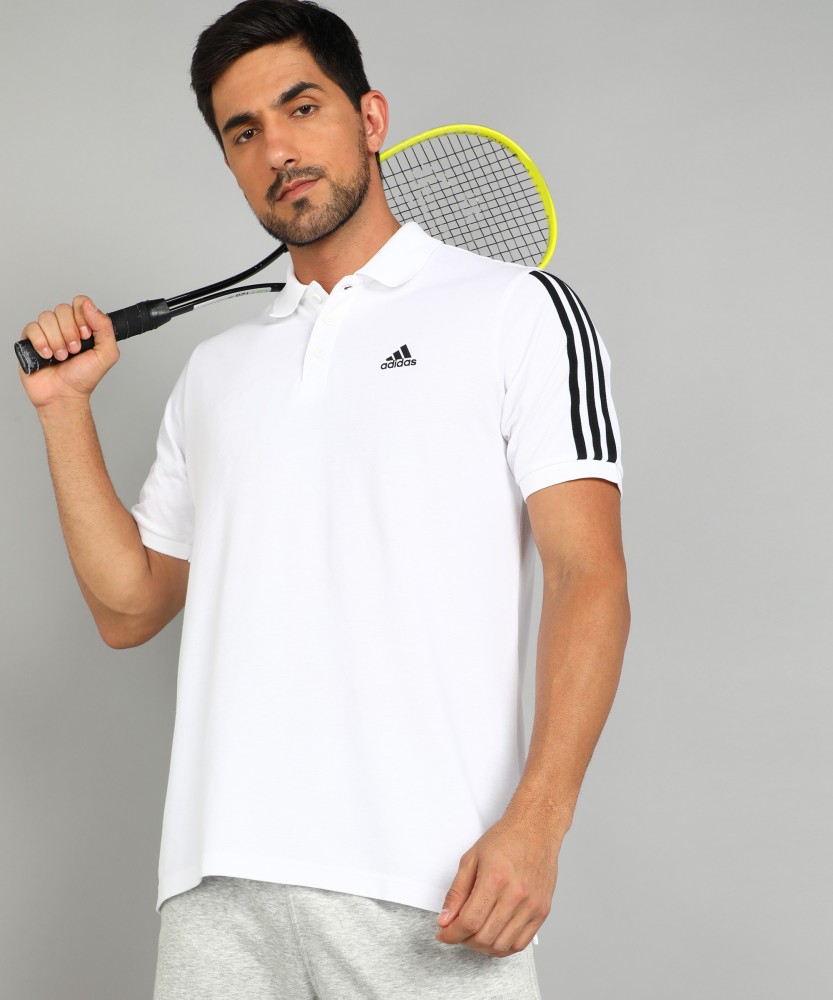 Adidas striped men's polo t-shirt sale