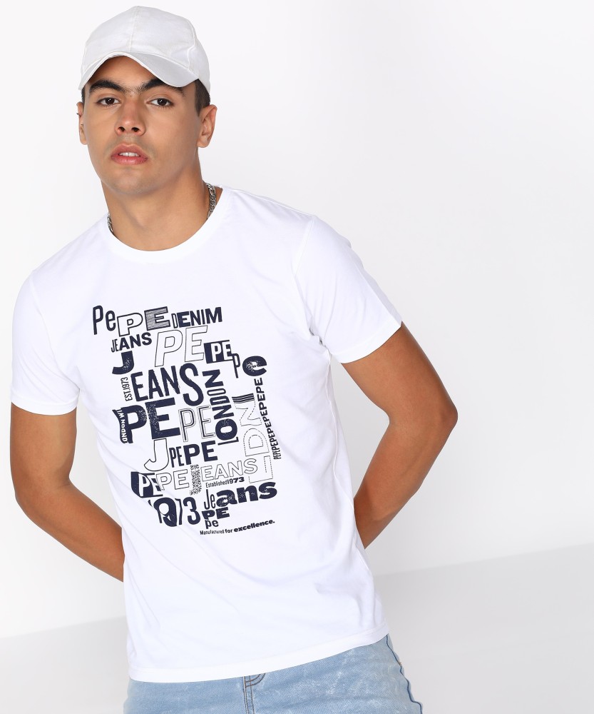 Pepe Jeans Typography Men Round Neck White T Shirt Buy Pepe