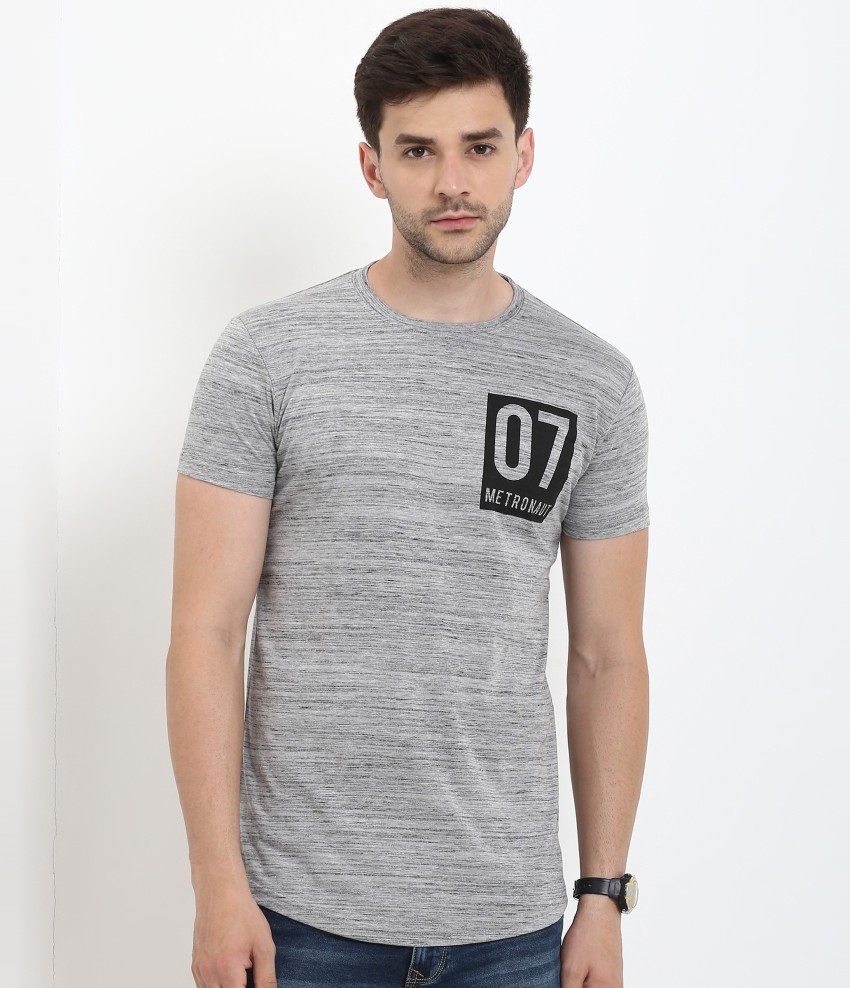 METRONAUT Self Design Men Round Neck Grey T-Shirt - Buy METRONAUT