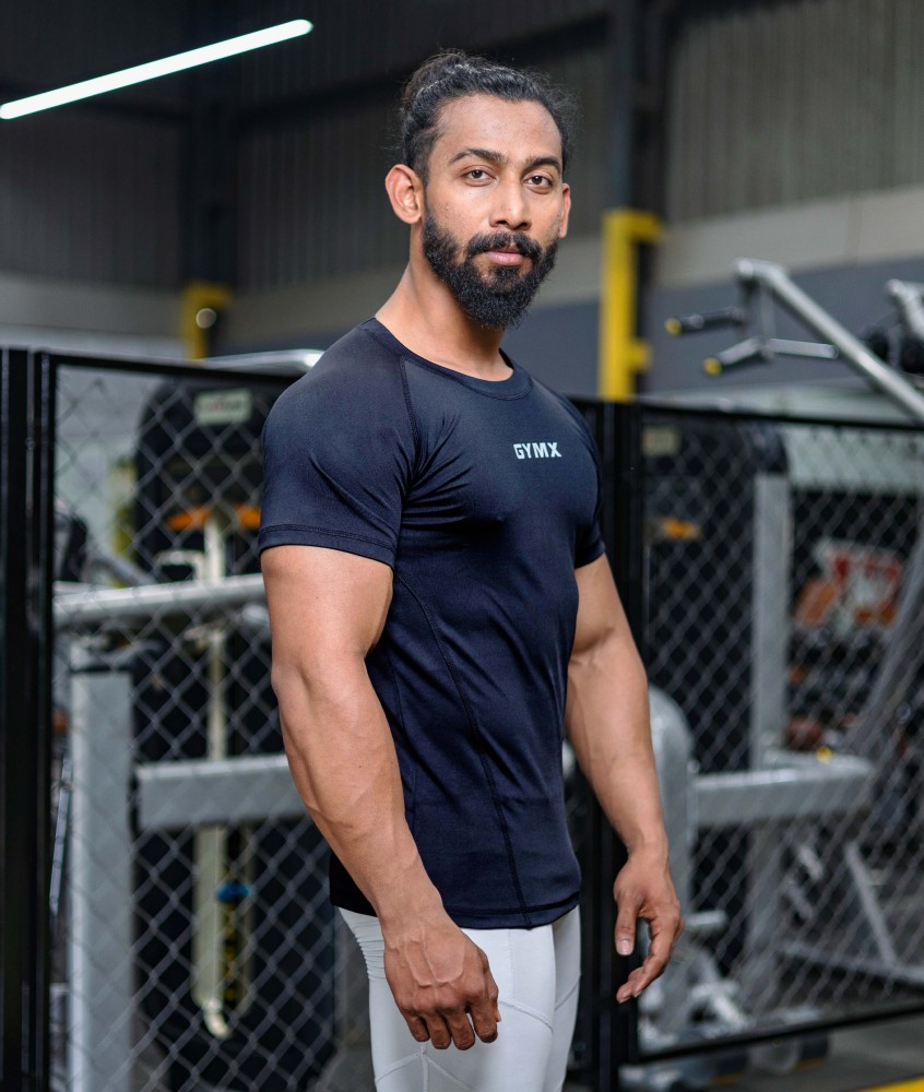 Compression GymX Full Sleeve Tee: Navy Blue