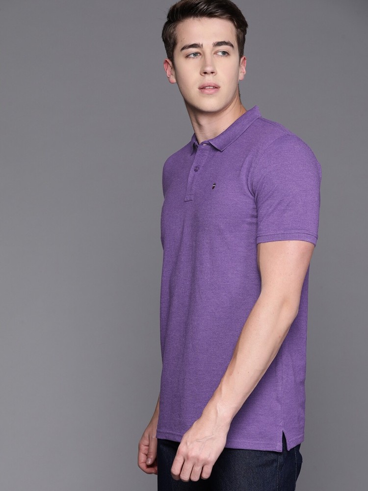 LOUIS PHILIPPE Solid Men Polo Neck Purple T-Shirt
