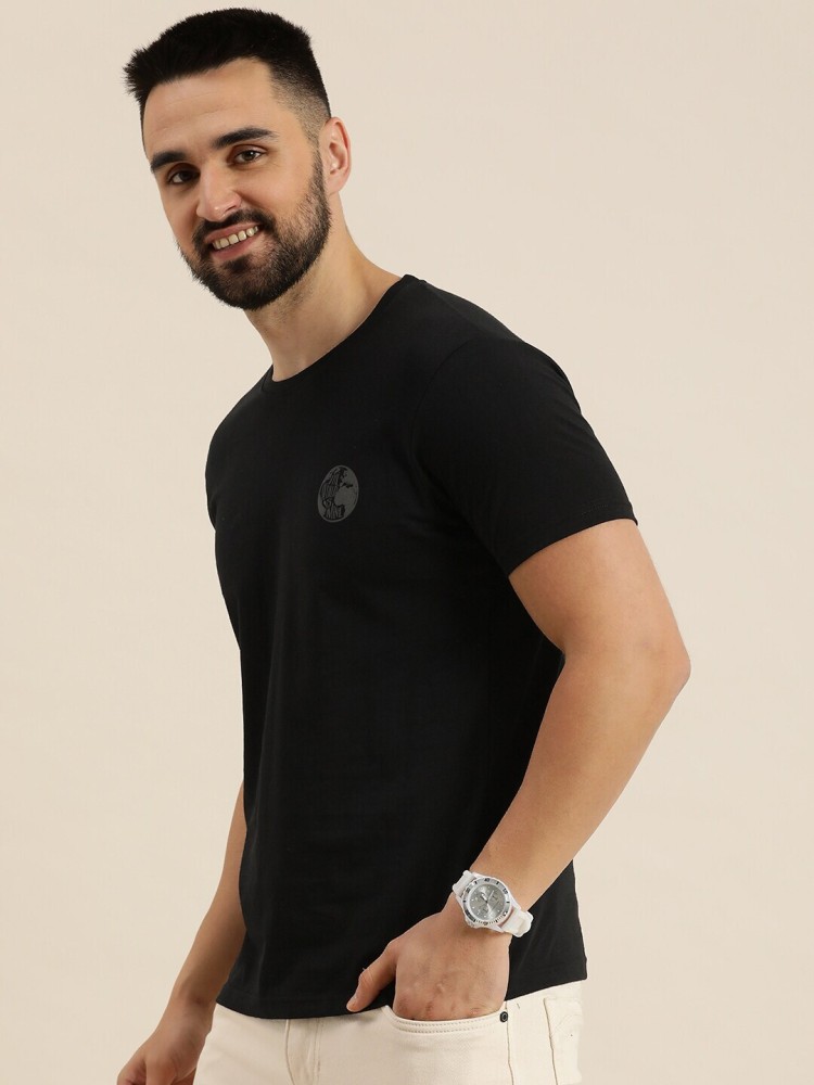 HERE&NOW Solid Men Round Neck Black T-Shirt - Buy HERE&NOW Solid Men Round  Neck Black T-Shirt Online at Best Prices in India
