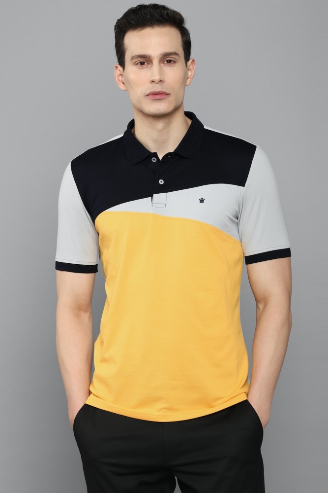 Louis Philippe Grey Cotton Regular Fit Printed Polo T-Shirt