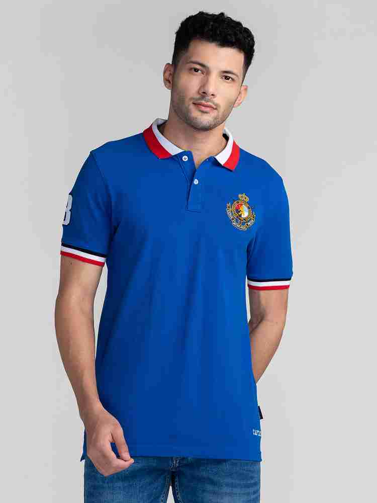 GIORDANO Solid Men Polo Neck Blue T Shirt Buy GIORDANO Solid Men