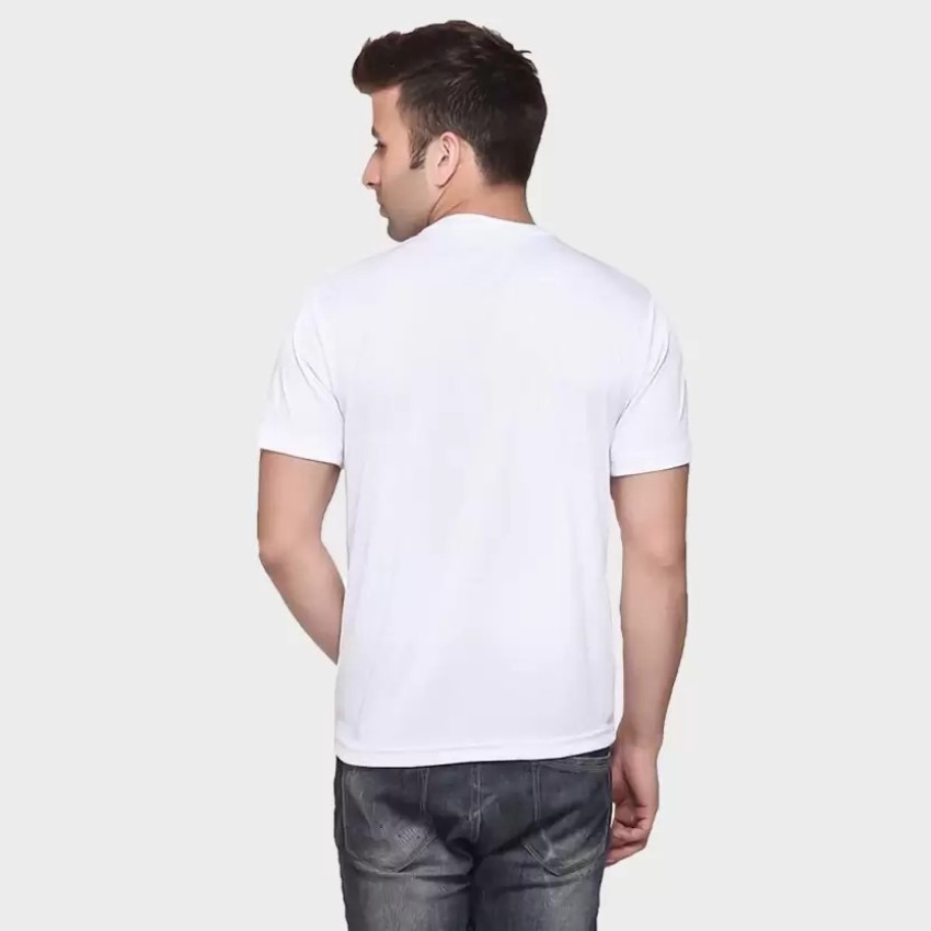 Nylon Solid Men Round Neck White T-Shirt - Buy Nylon Solid Men