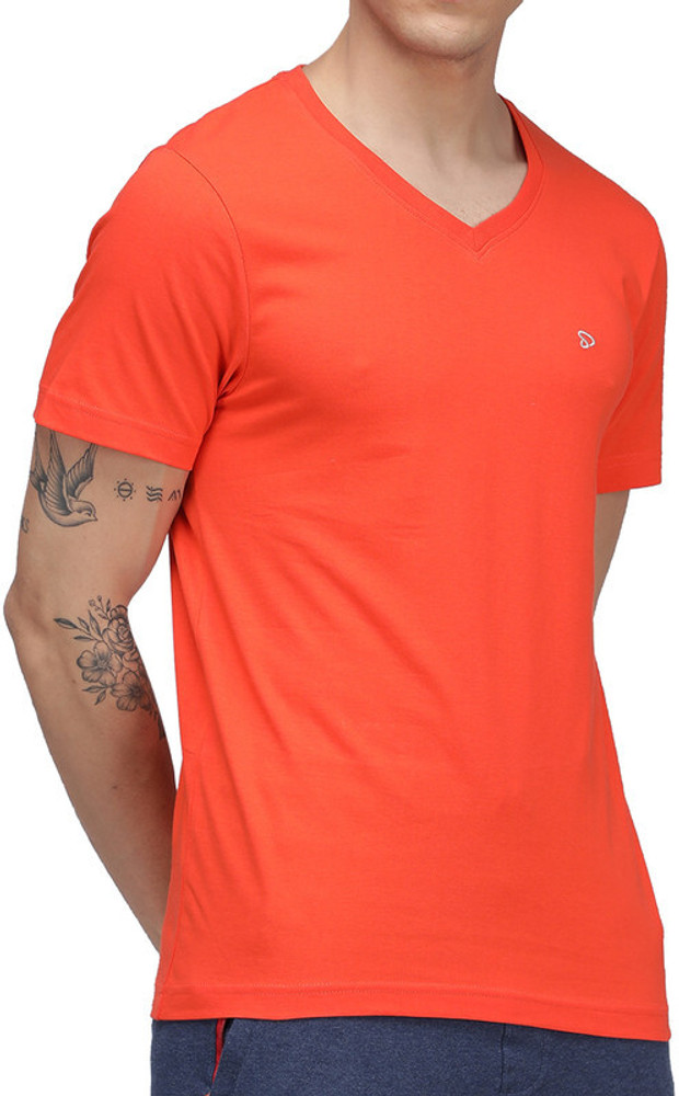 Sporto Solid Men V Neck Orange T Shirt Buy Sporto Solid Men V