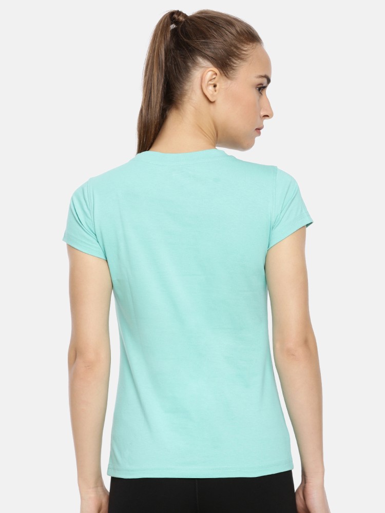 Macrowoman W-Series Solid Women Round Neck Blue T-Shirt - Buy