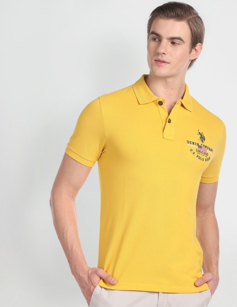 U.S. Polo Assn. Denim Co. Solid Men Polo Neck Yellow T Shirt Buy U.S. Polo Assn. Denim Co. Solid Men Polo Neck Yellow T Shirt Online at Best Prices in India Flipkart