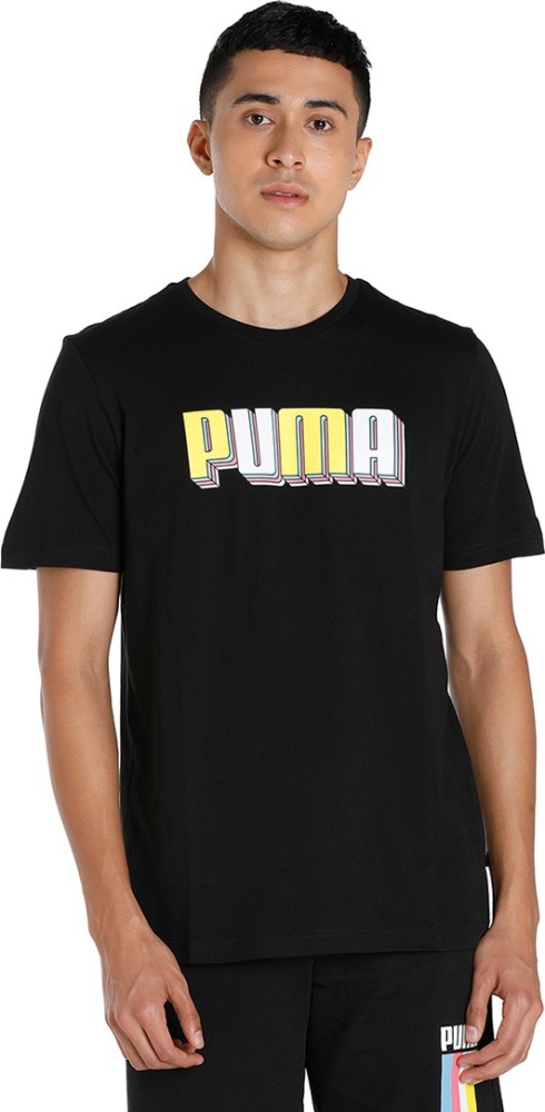 T-Shirt Typography Neck T-Shirt Men Prices India at Round Men Black Typography Best - in PUMA Buy Round PUMA Black Neck Online