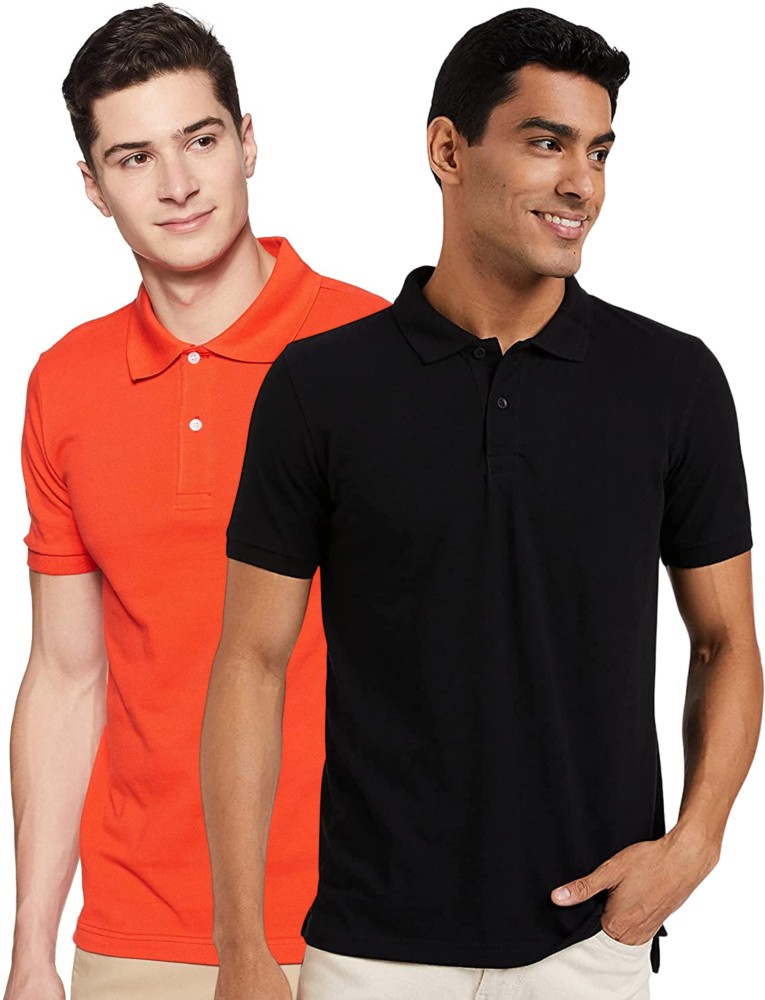 Hatke Design Solid Men Polo Neck Black, Orange T-Shirt - Buy Hatke Design  Solid Men Polo Neck Black, Orange T-Shirt Online at Best Prices in India