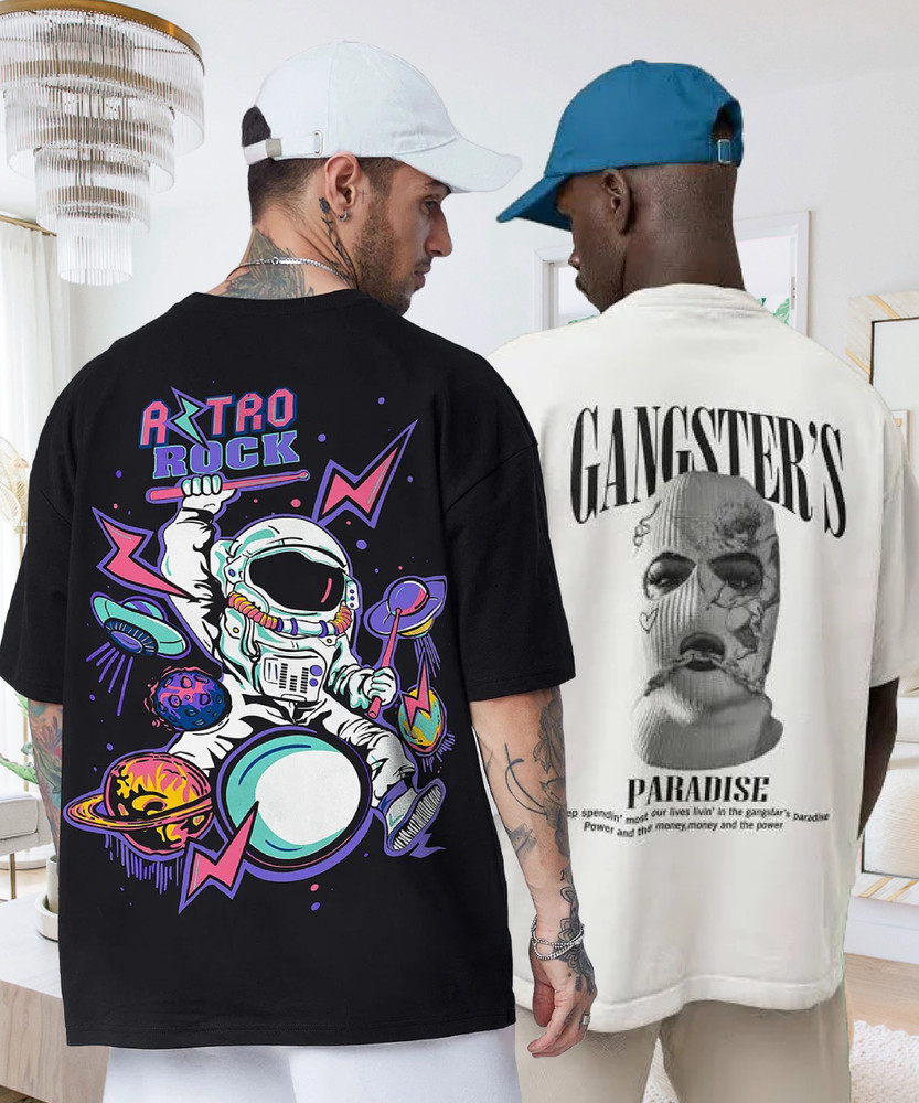 Christy World Printed Men Round Neck Multicolor T Shirt