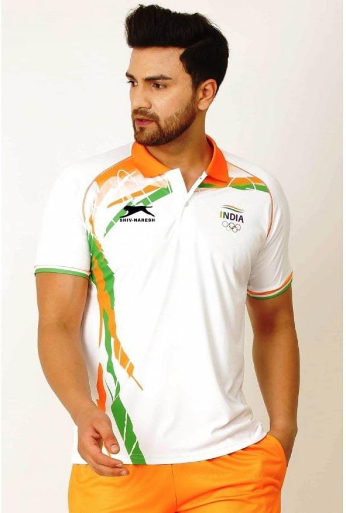 Buy Shiv Naresh Men White Printed Detail Polo Collar T Shirt