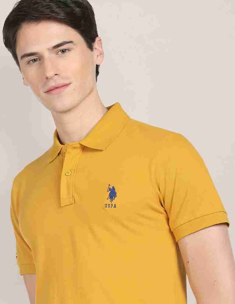 U.S. POLO ASSN. Solid Men Polo Neck Yellow T Shirt Buy U.S. POLO