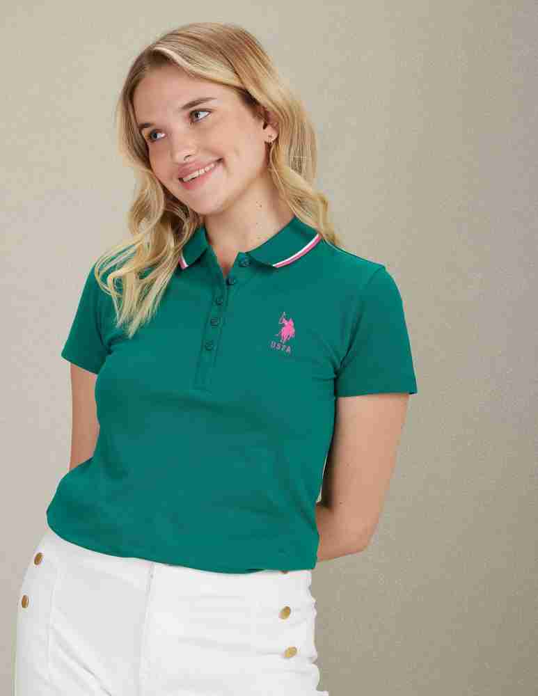 U.S. POLO ASSN. Solid Women Polo Neck Green T Shirt Buy U.S. POLO ASSN. Solid Women Polo Neck Green T Shirt Online at Best Prices in India Flipkart