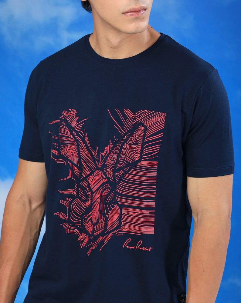 RARE RABBIT Graphic Print Men Round Neck Dark Blue T-Shirt - Buy RARE RABBIT  Graphic Print Men Round Neck Dark Blue T-Shirt Online at Best Prices in  India